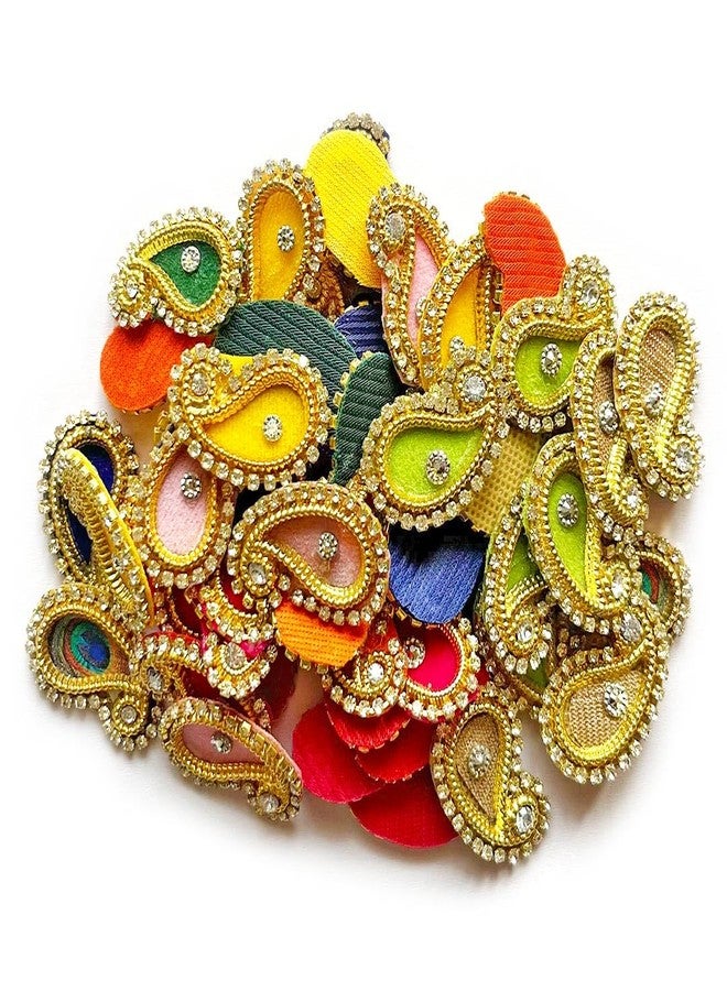 Adikala 25 pc Paisley Shape Decorative Embroidered Appliqué Patches for Goddess & Laddu Gopal Dress Creation, Art & Craft DIY, Clothes, Blouse, Embroidery Work (Multi 1) - Image 2